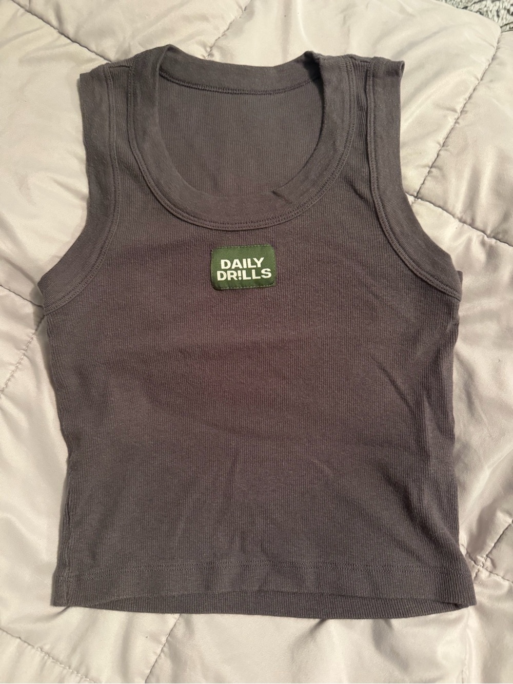 Daily Drills Women's Charcoal Tank Top with Patch Logo - Gray